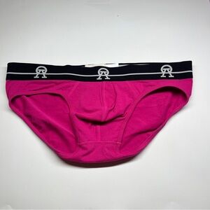 Stylish Pink Men's Briefs with Black Waistband Alpha Omega
